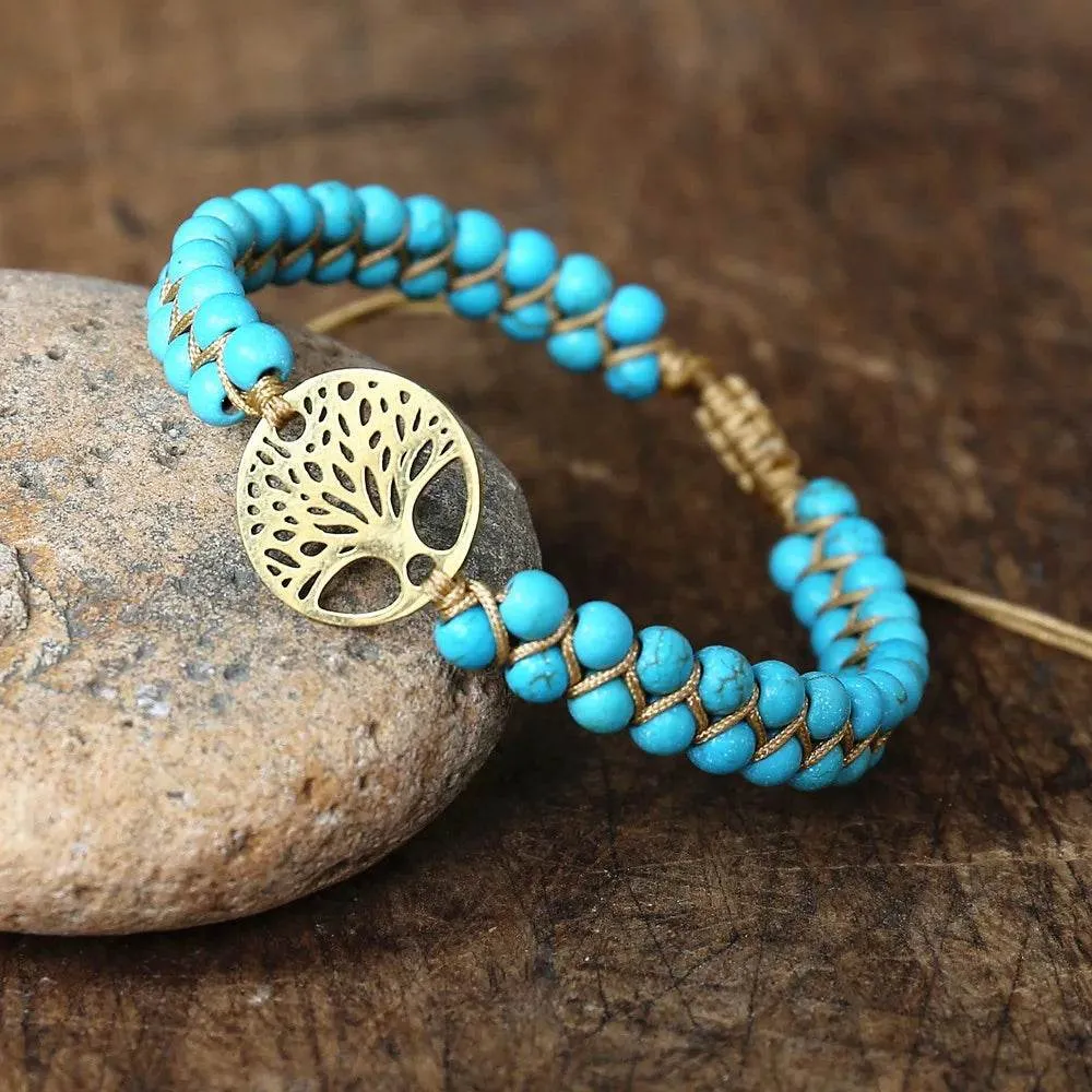 Double Layer Natural Stone African Jasper Bracelets woven Bohemia Zinc