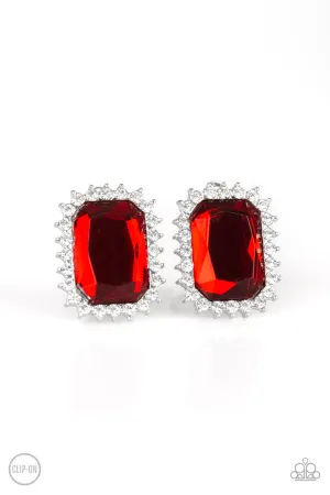 Downtown Dapper Red Paparazzi Clip-On Earrings