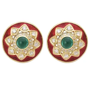 Earrings- Emerald and Diamond (Enamel)