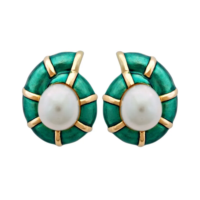Earrings-Pearl (Enamel)
