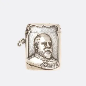 Edwardian Silver Edward VII Vesta Case Pendant