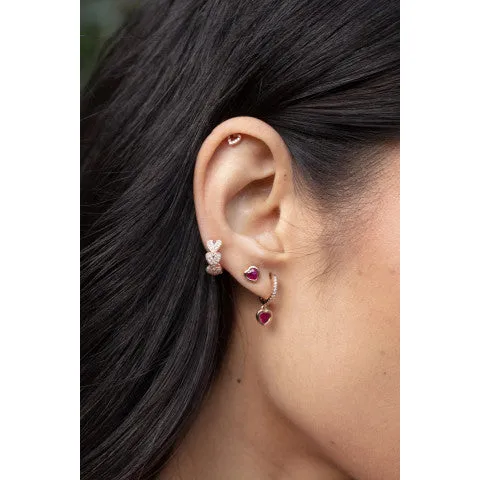 EF Collection Diamond Multi Heart Huggie Earring