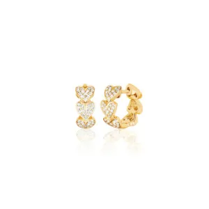 EF Collection Diamond Multi Heart Huggie Earring