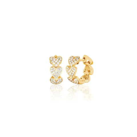 EF Collection Diamond Multi Heart Huggie Earring
