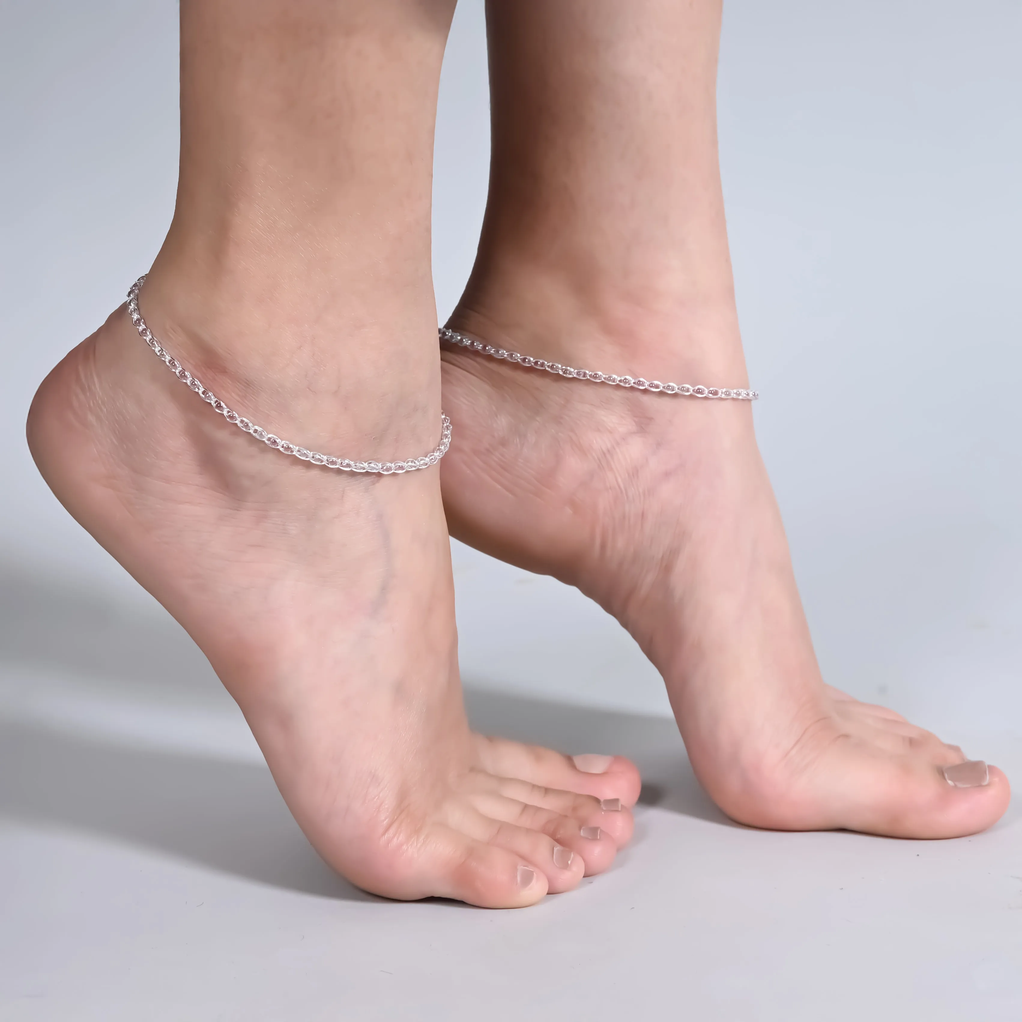 Elegant Silver Cage Anklet with Delicate Pink Buds Charm