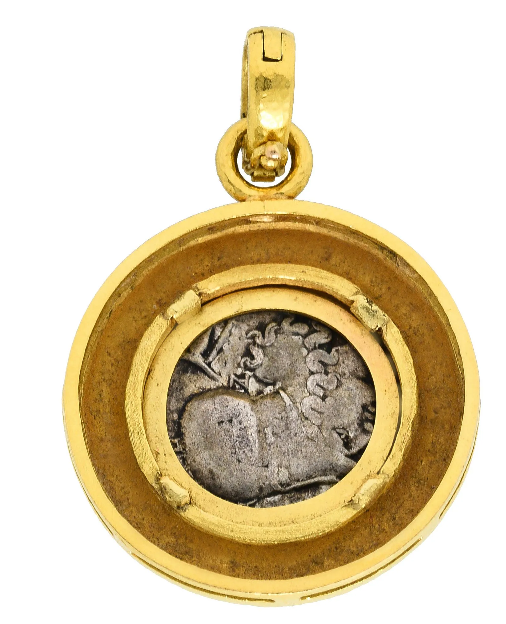 Elizabeth Locke Vintage Coin 19 Karat Gold Enhancer Pendant Medallion