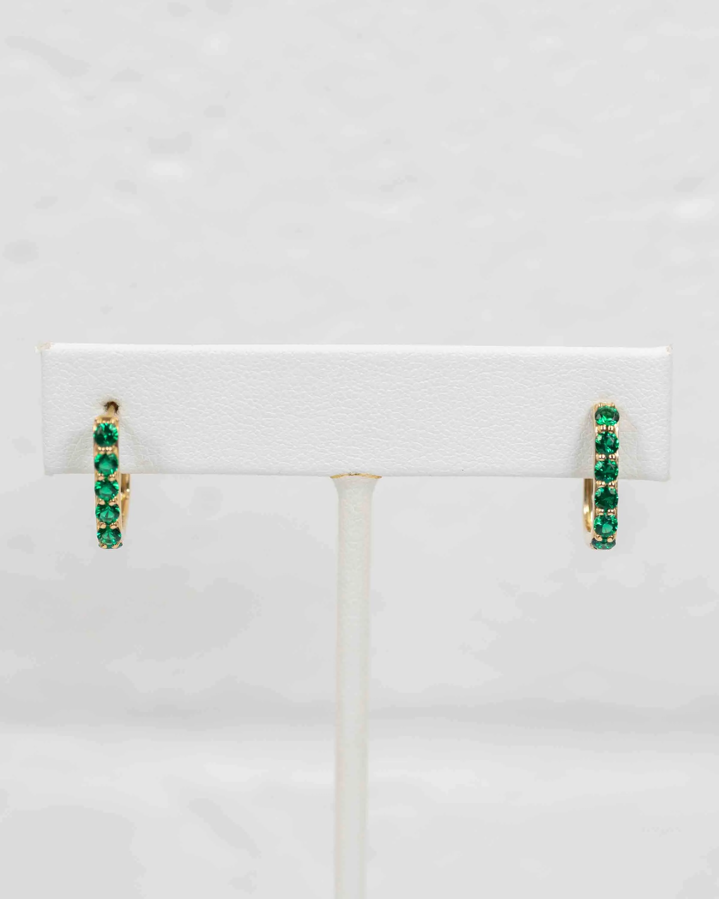 Emerald & 10k Gold Hoop Earrings