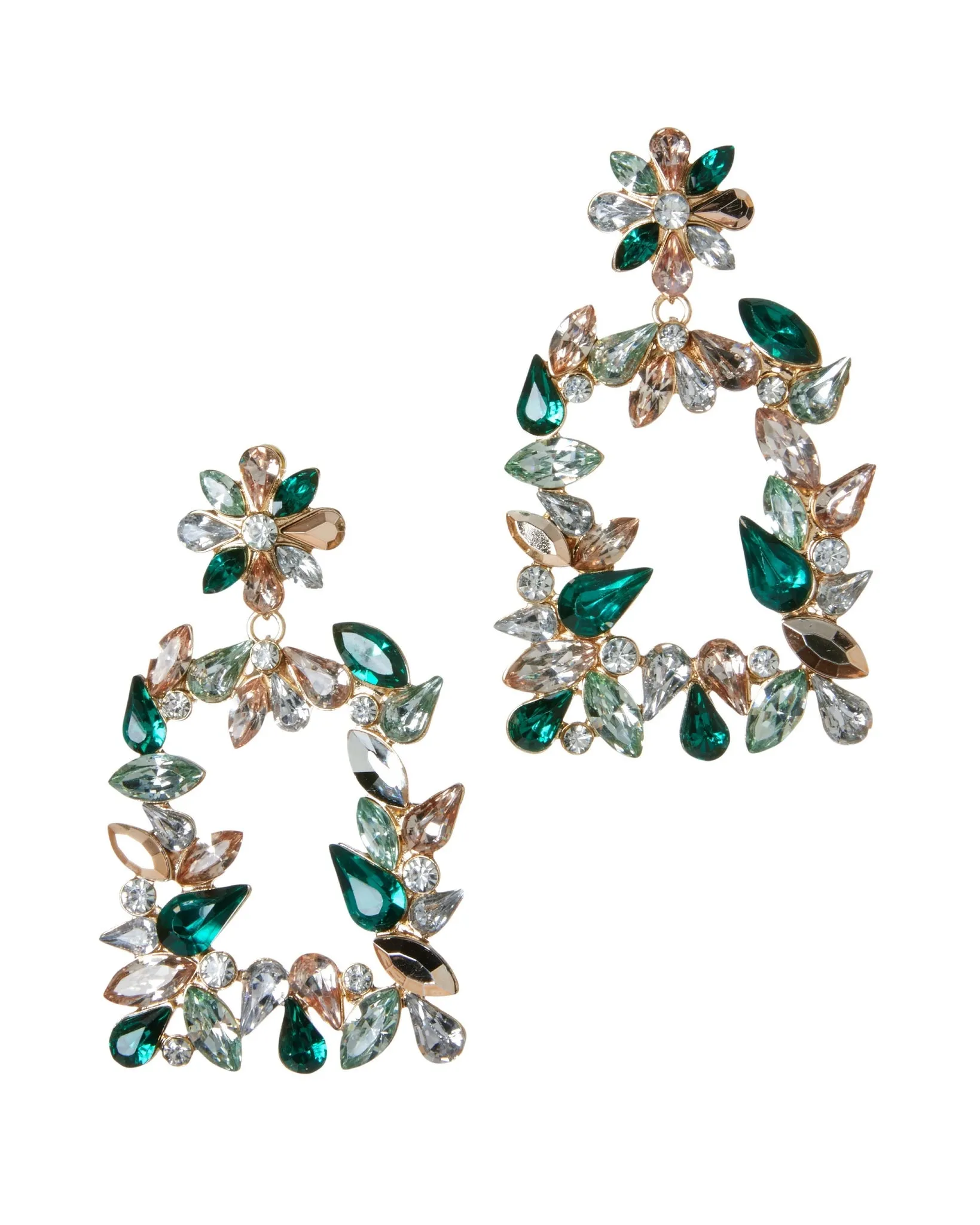 Emerald and Crystal Statement Earring Gold