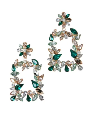 Emerald and Crystal Statement Earring Gold