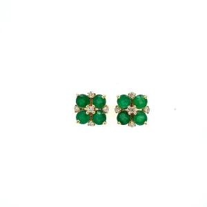 Emerald and Diamond Earring in 14K Yellow Gold - KGT 33578