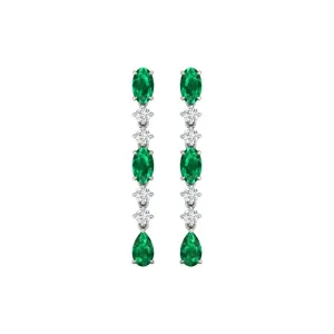 Emerald and Diamond Linear Drop Earrings