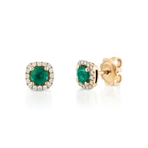 Emerald and Diamond Stud Earrings