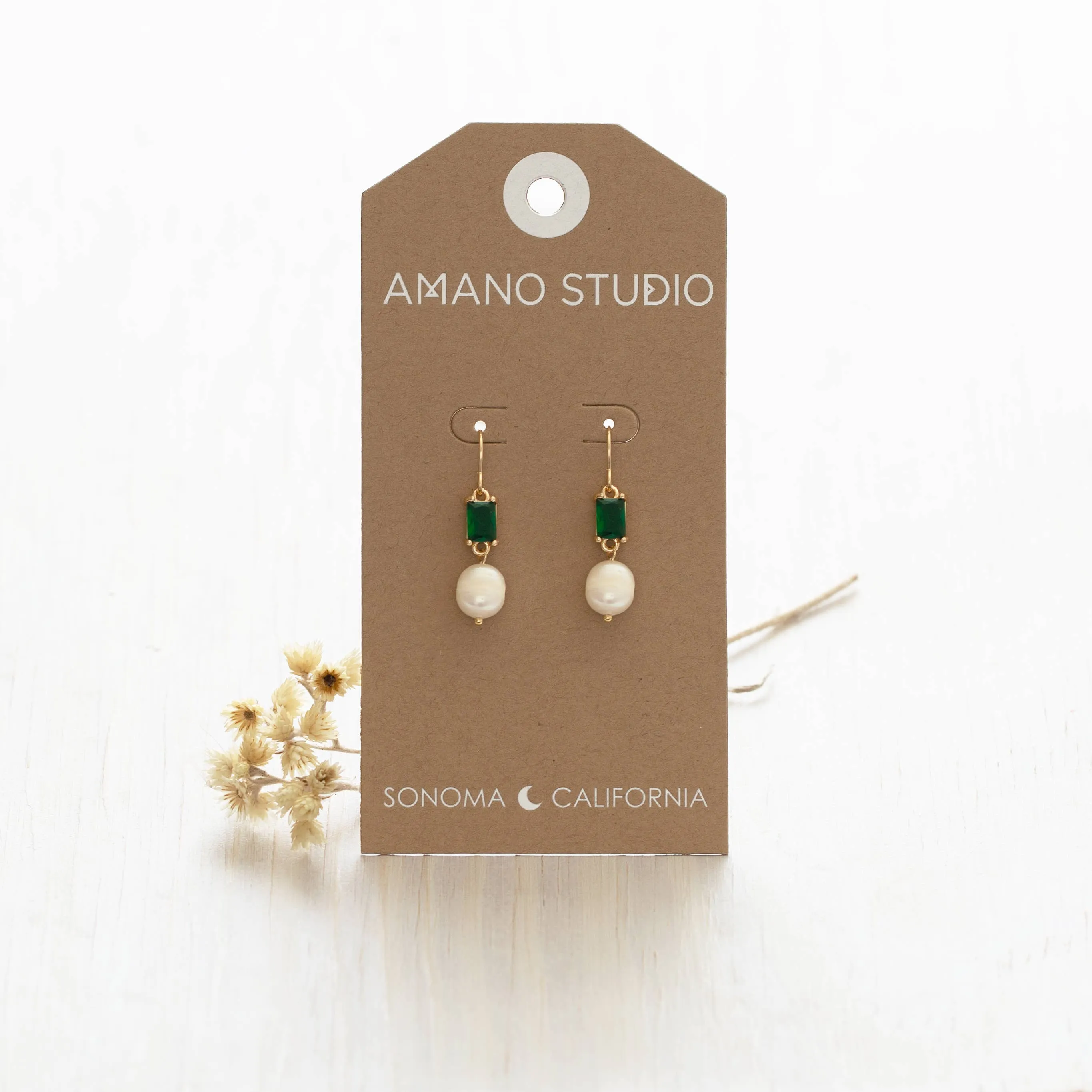 Emerald and Pearls Drop Earrings