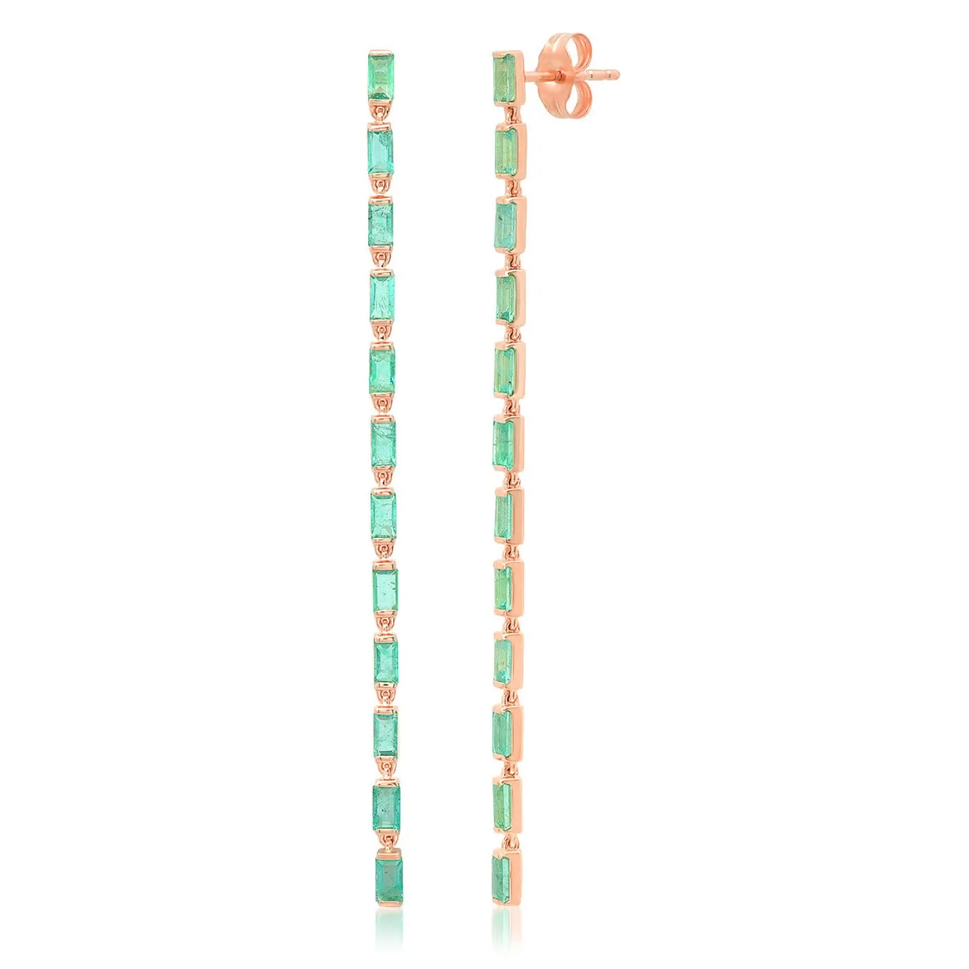 Emerald Baguette Link Earrings