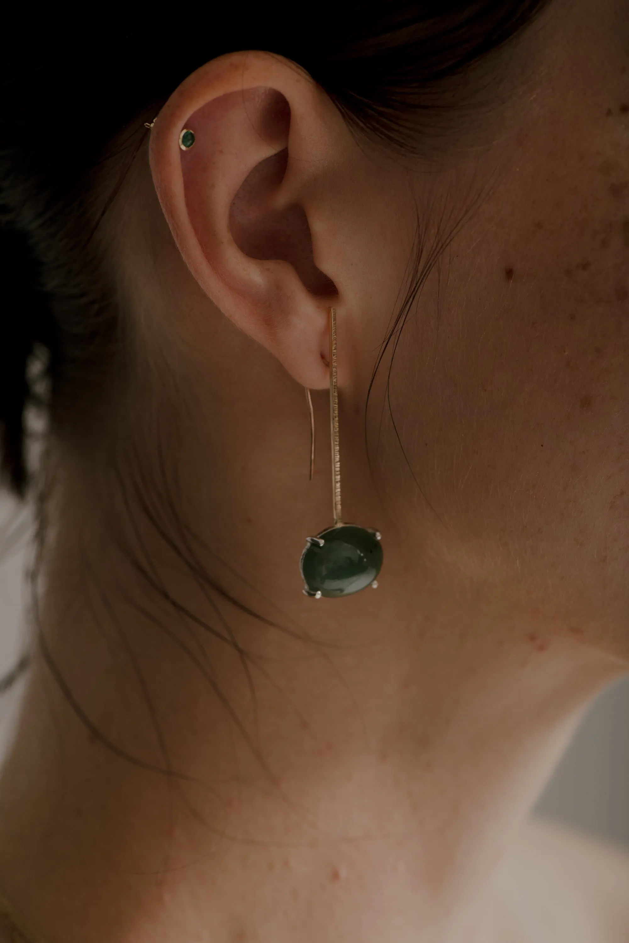 emerald bezel stud