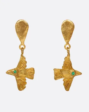 Emerald Bird Earrings