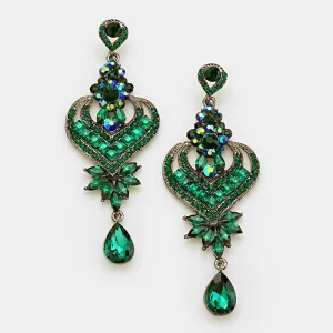 Emerald Crystal Heart and Teardrop Earrings   |  327679