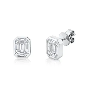 Emerald Cut Illusion Diamond Studs