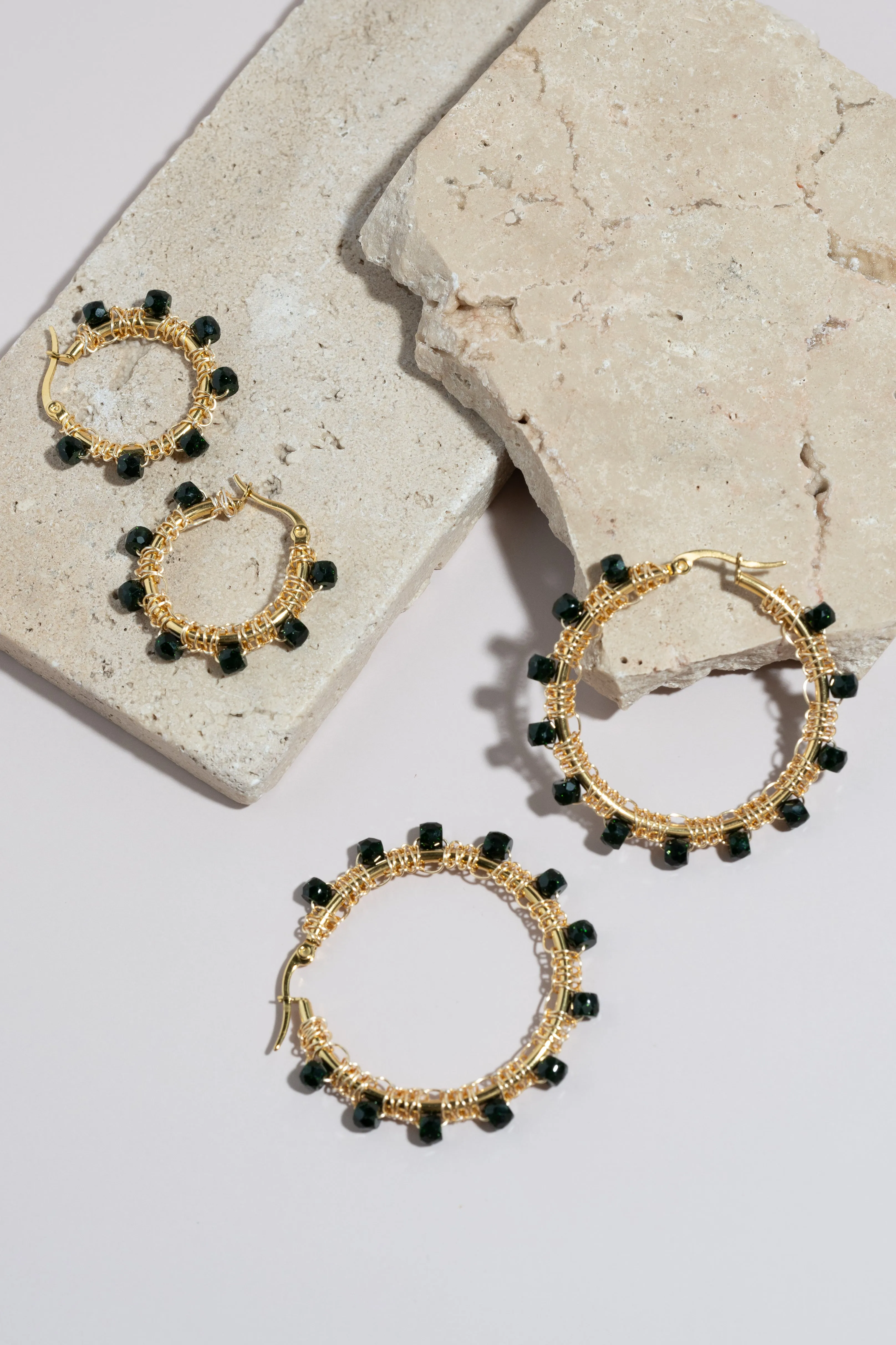Emerald Hoop Earrings