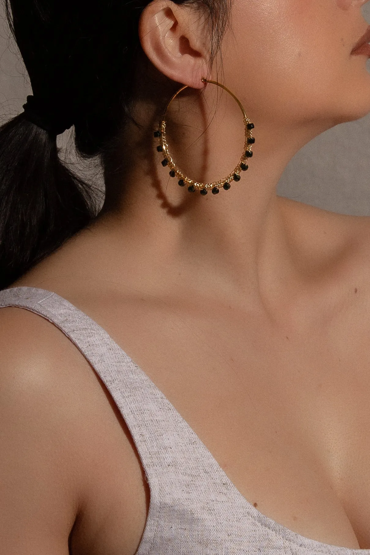 Emerald Hoop Earrings