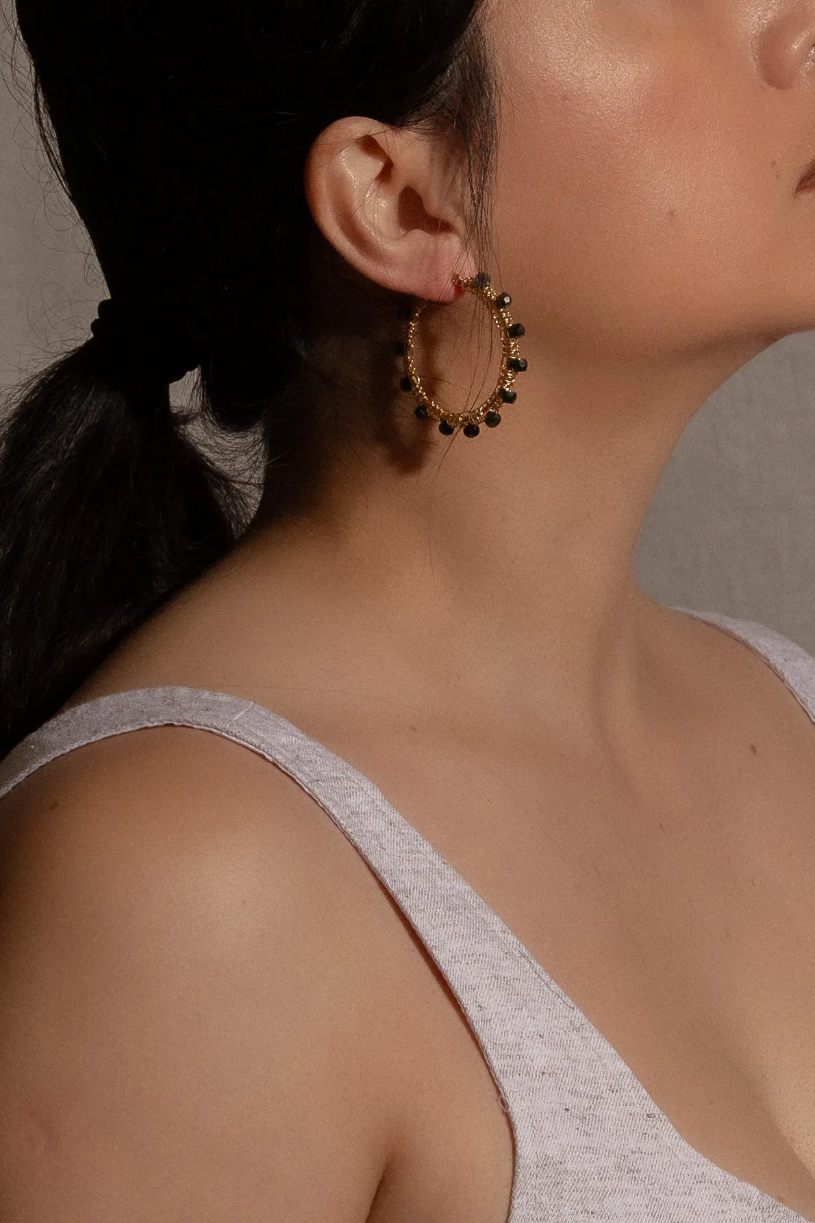Emerald Hoop Earrings