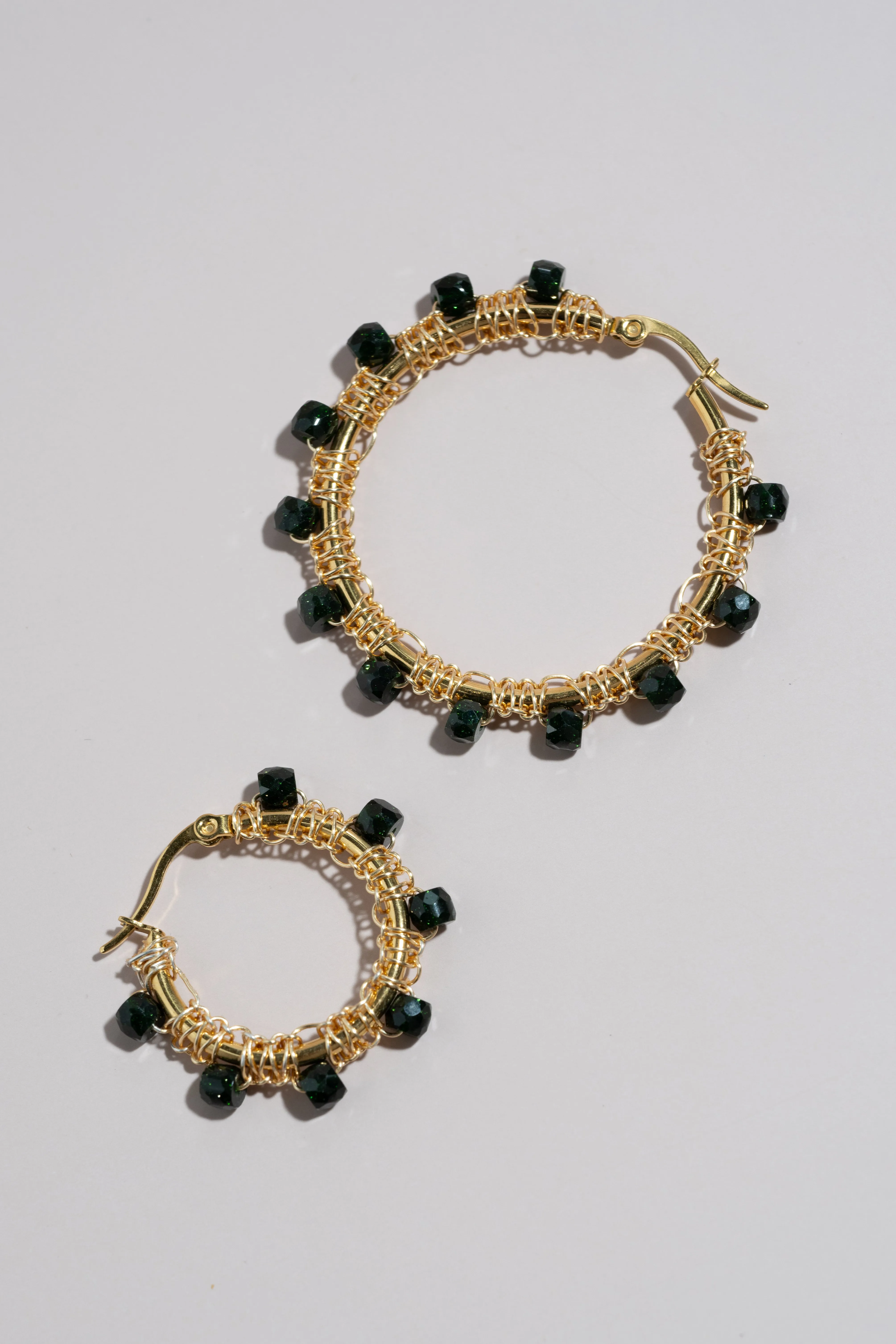 Emerald Hoop Earrings