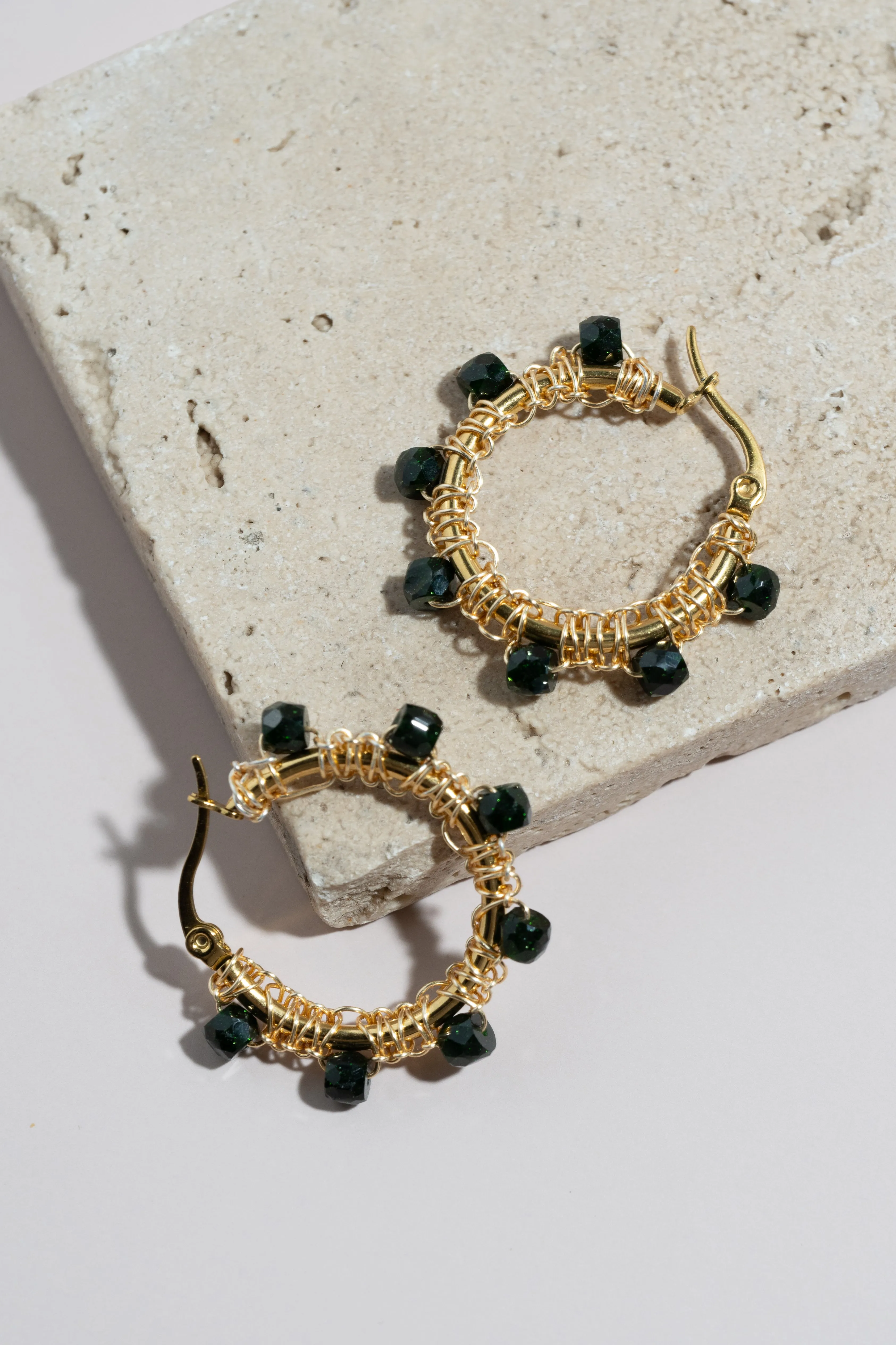 Emerald Hoop Earrings