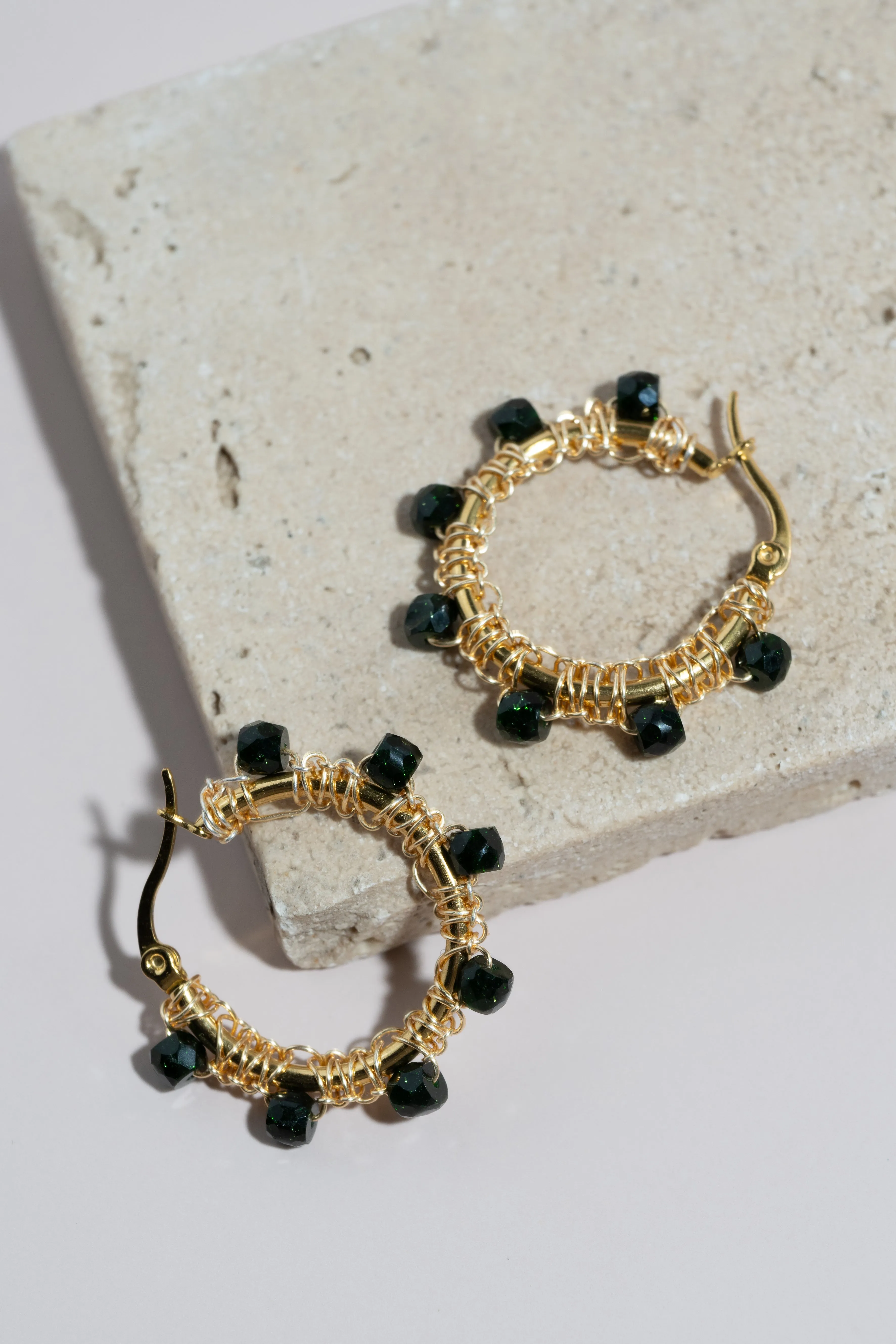 Emerald Hoop Earrings