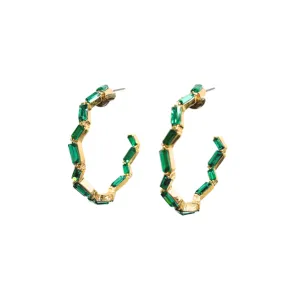 Emerald Hoop Earrings