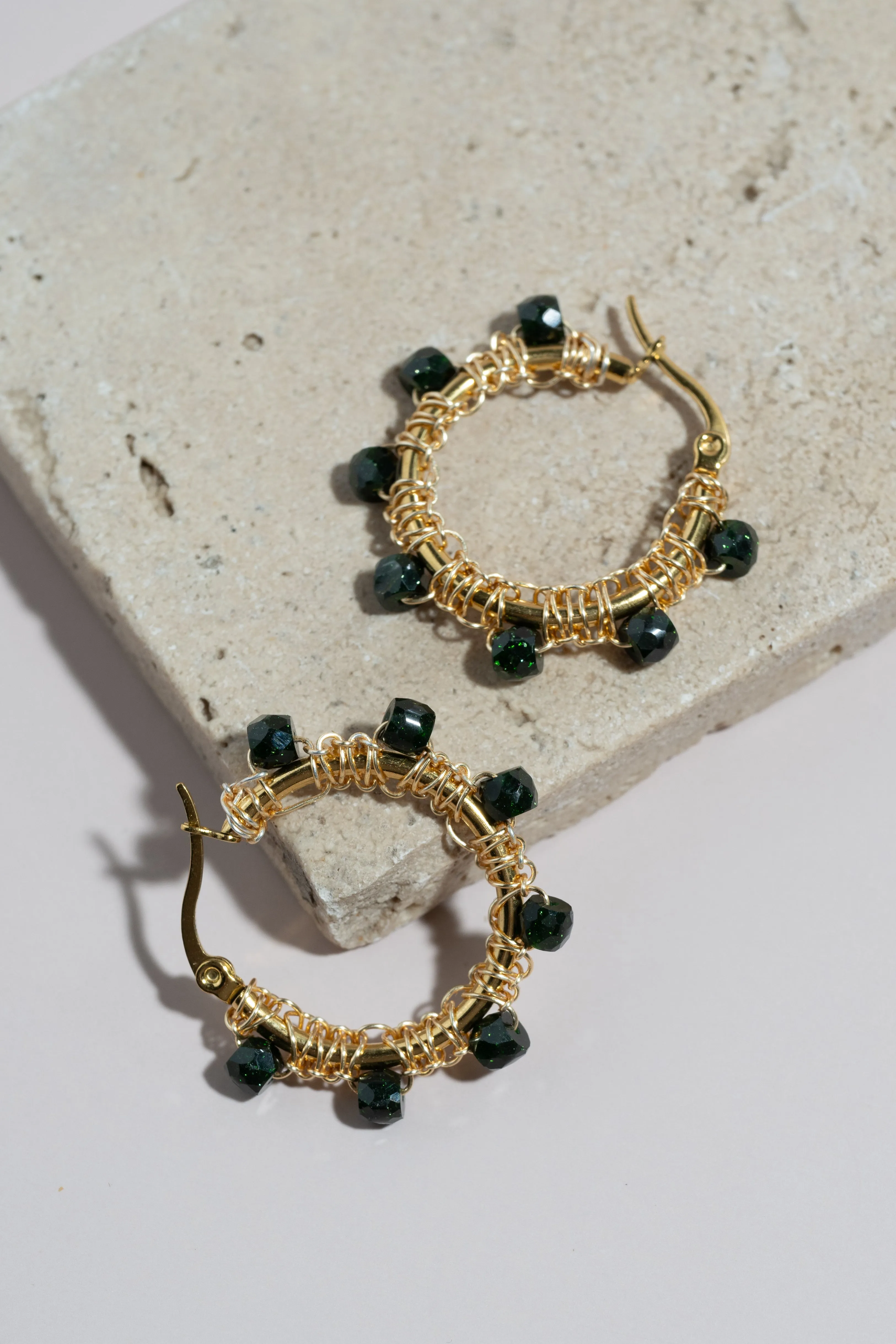 Emerald Hoop Earrings