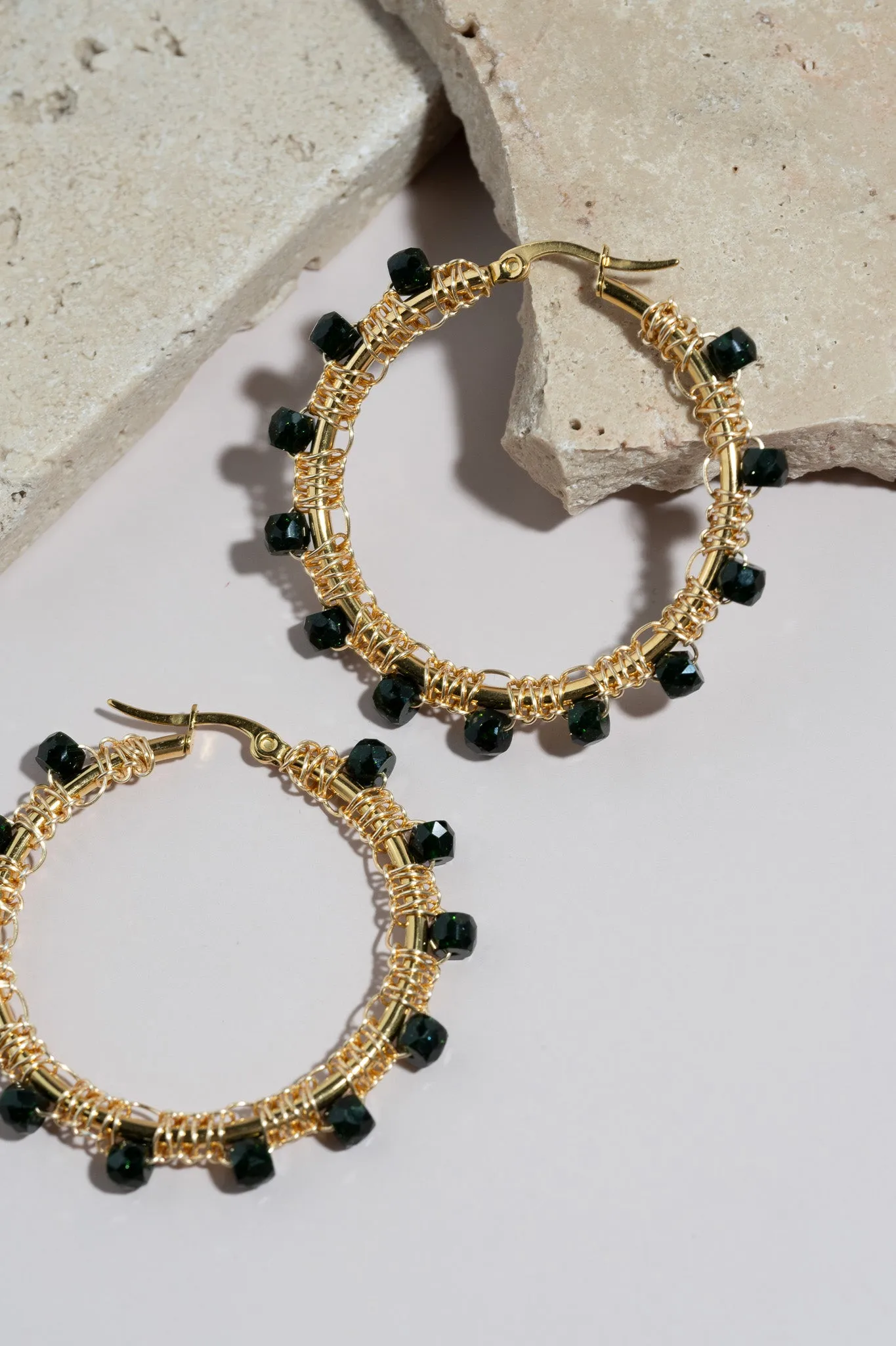 Emerald Hoop Earrings
