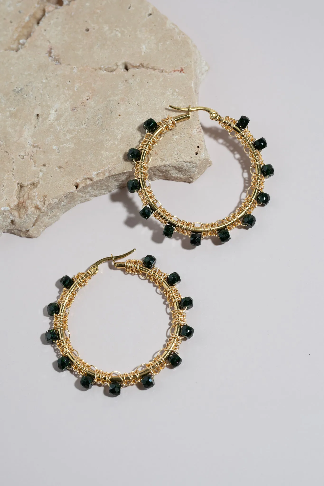 Emerald Hoop Earrings