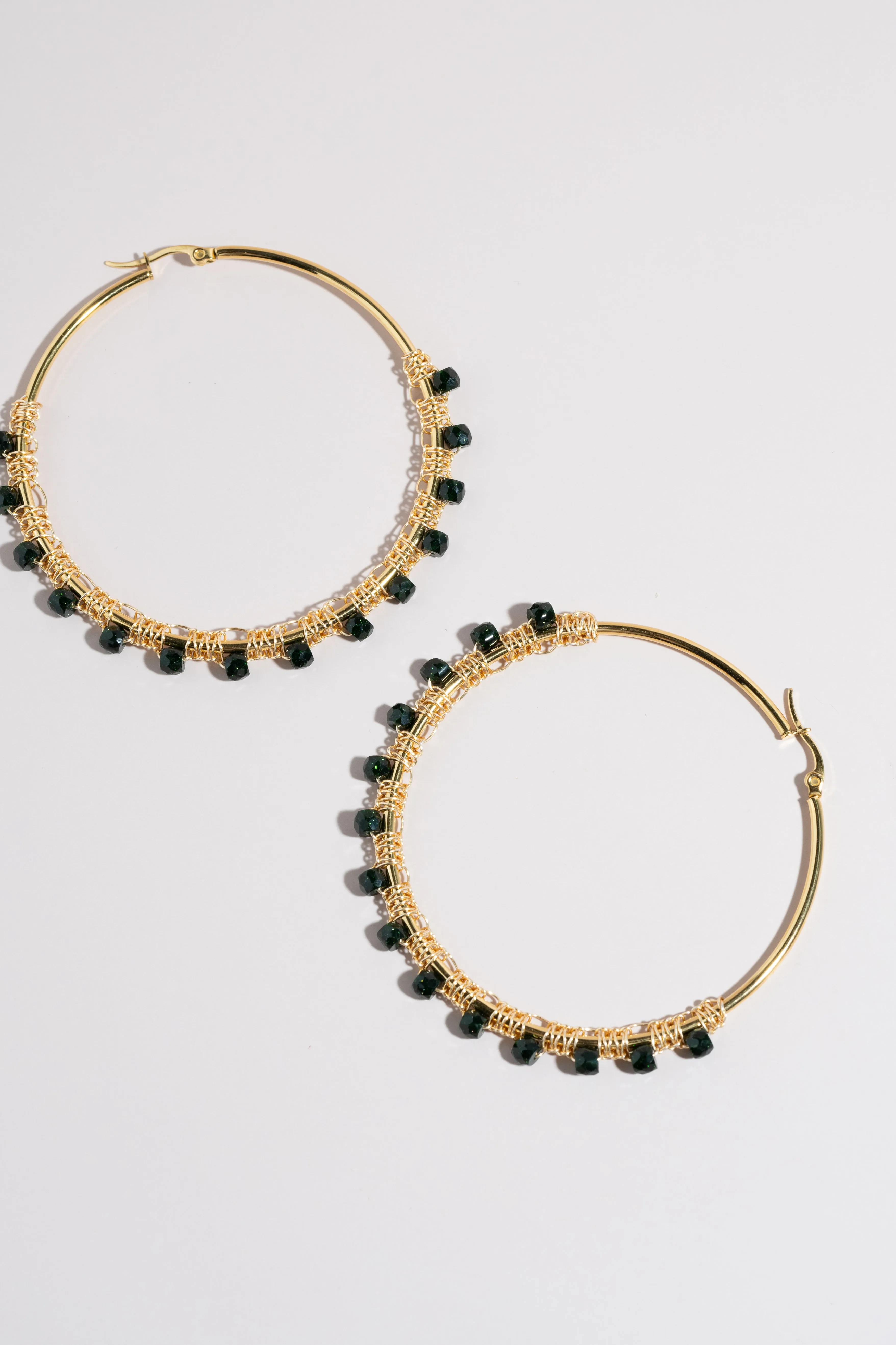 Emerald Hoop Earrings