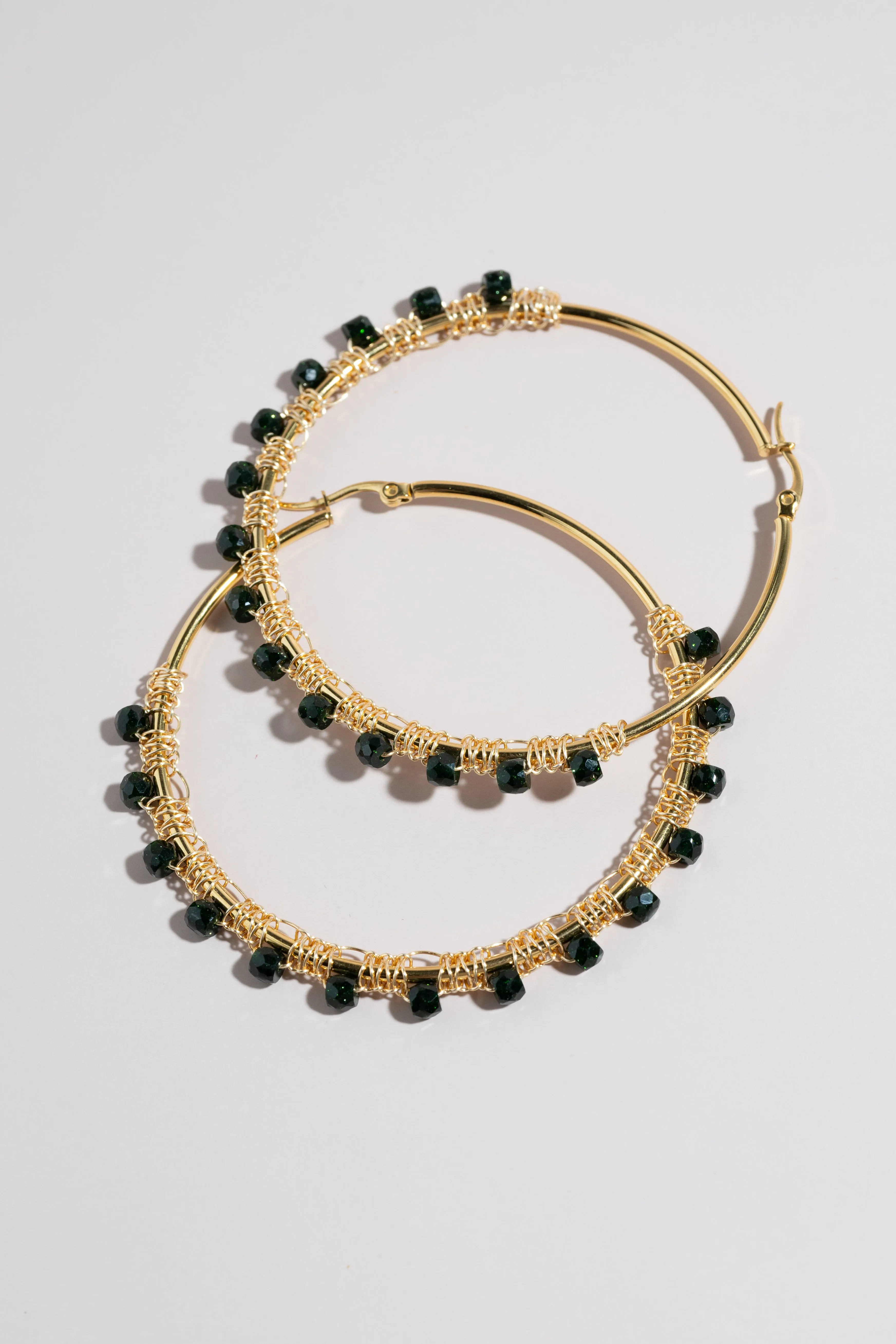 Emerald Hoop Earrings