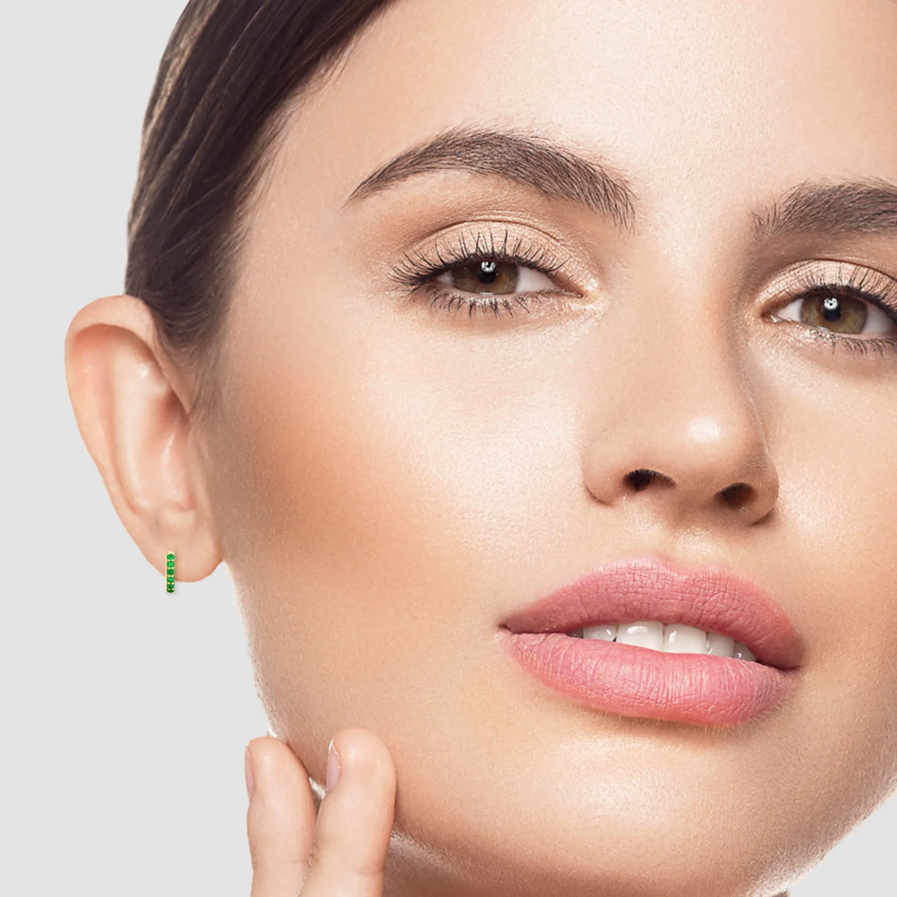 Emerald Huggie Hoops