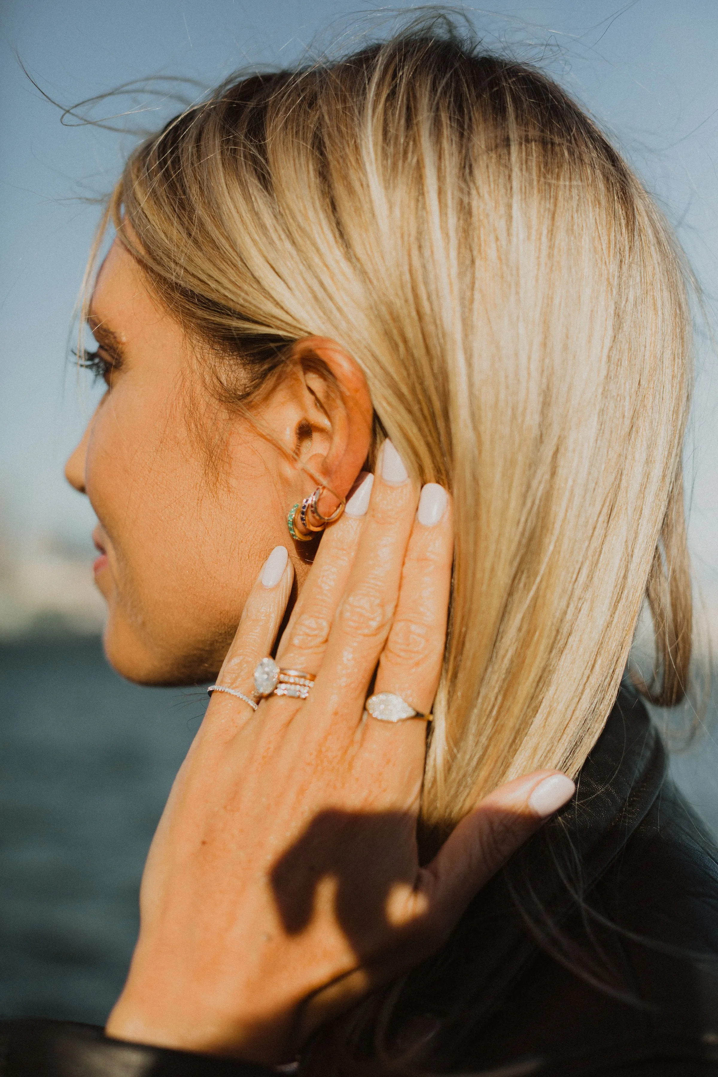 Emerald Huggie Hoops