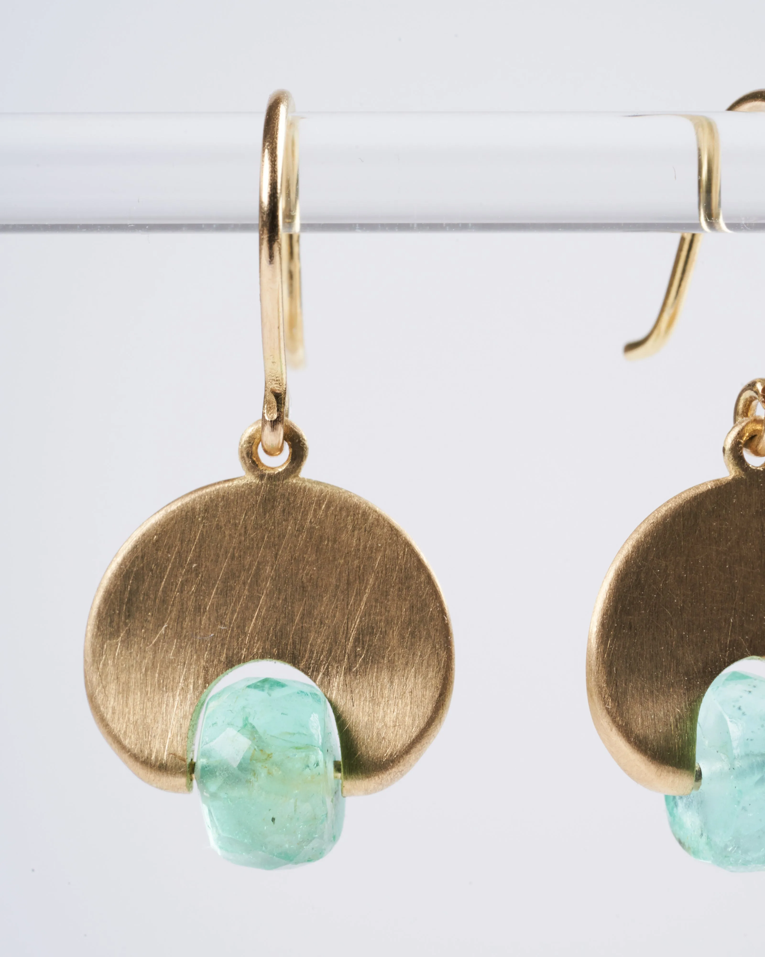 emerald lily pad earrings - green and gold