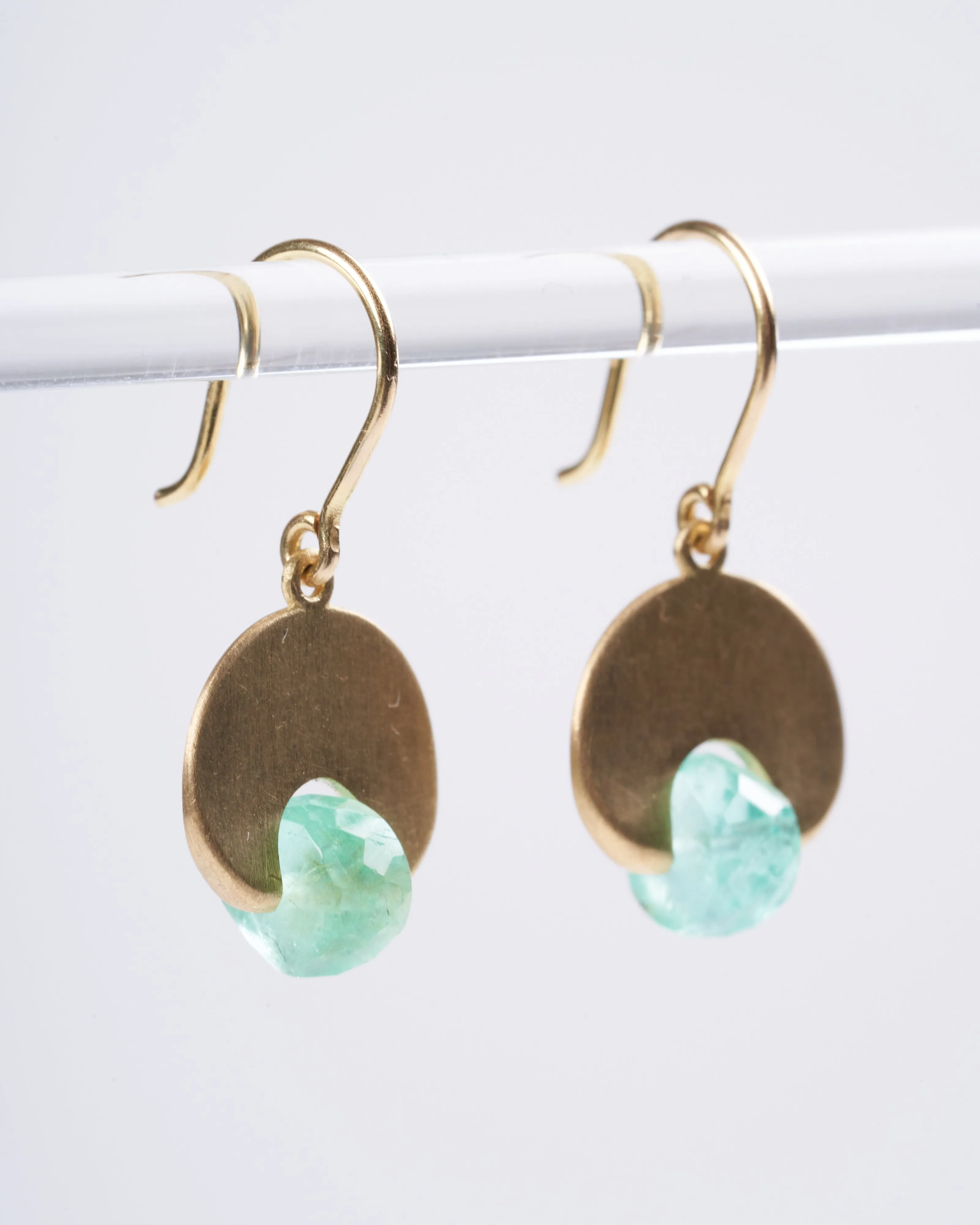 emerald lily pad earrings - green and gold