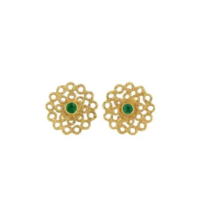 Emerald Matte Gold Filigree Studs