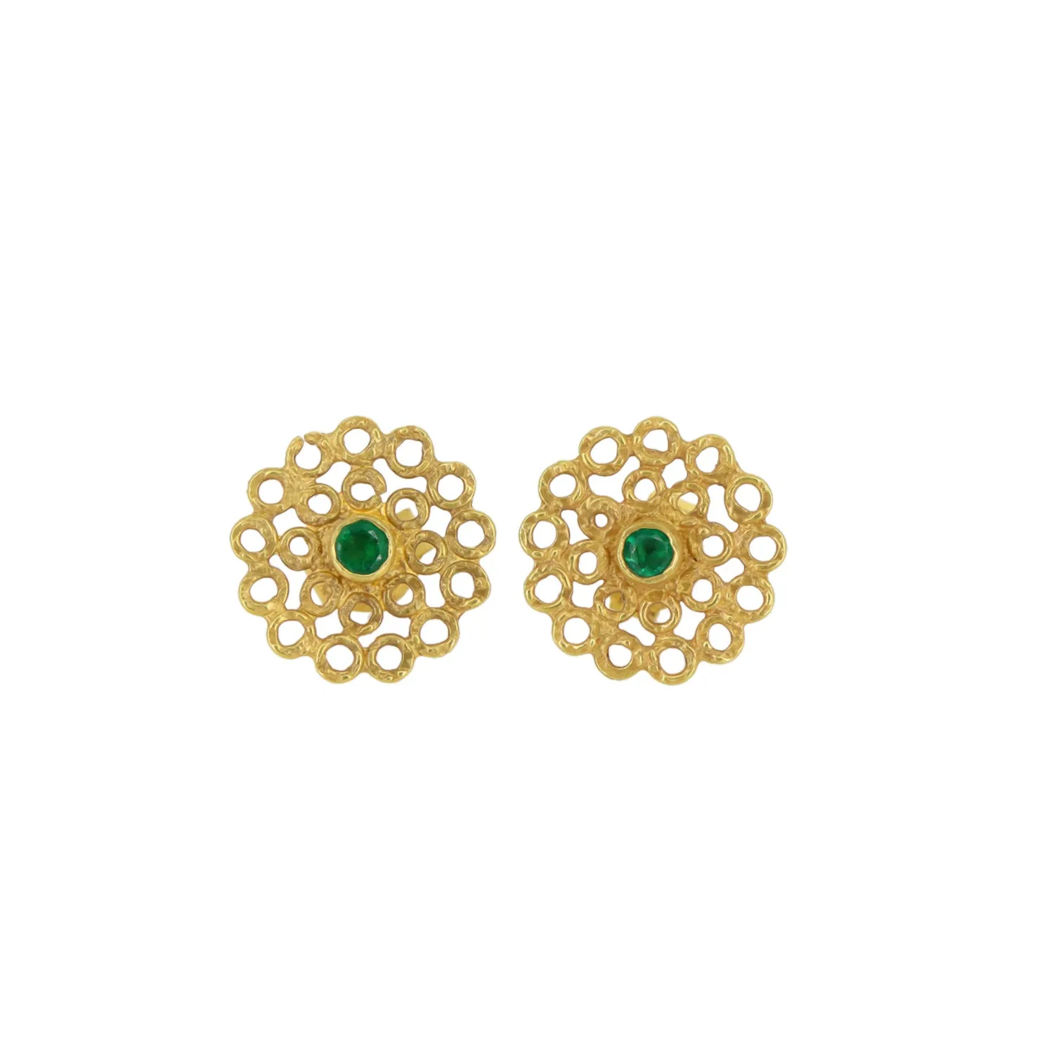 Emerald Matte Gold Filigree Studs