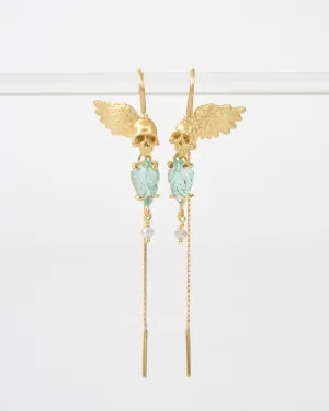 emerald skull earrings