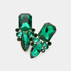 Emerald Square and Marquise Stone Pageant Earrings  | Interview Earrings|  622211