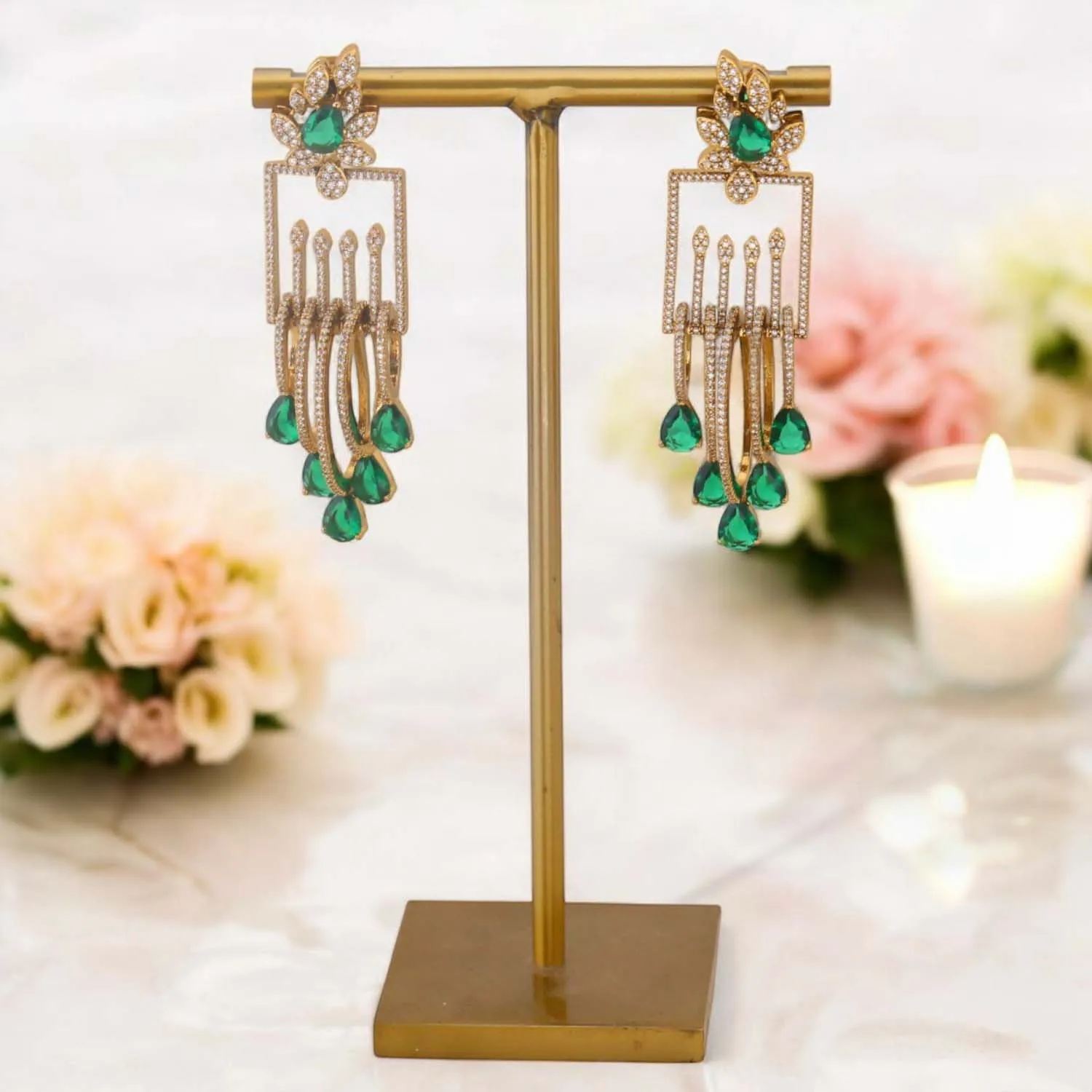 Emerald Trisha Victorian Danglers