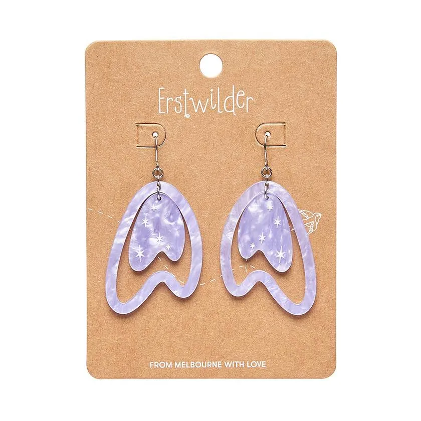 Erstwilder Atomic Boomerang Drop Earrings in Lilac