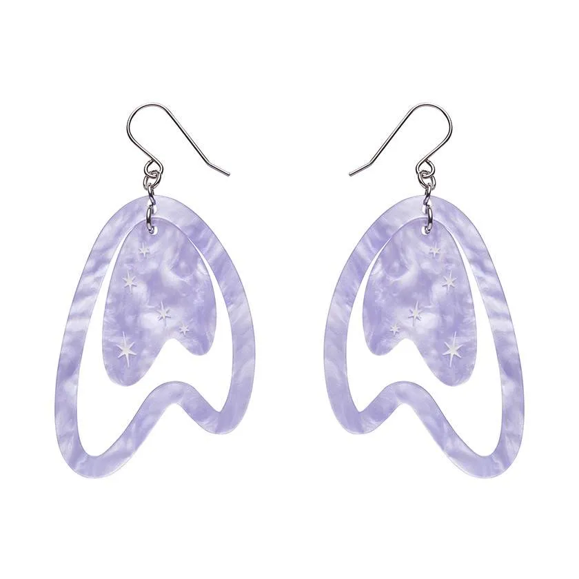 Erstwilder Atomic Boomerang Drop Earrings in Lilac