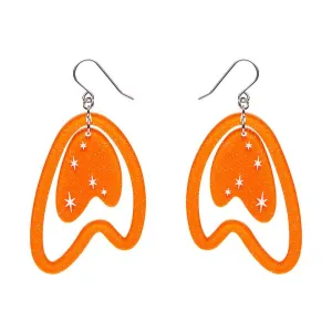 Erstwilder Atomic Boomerang Drop Earrings in Orange