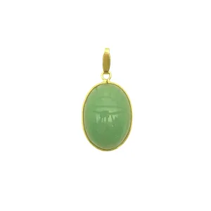 Estate Green Chalcedony Scarab Gold Pendant