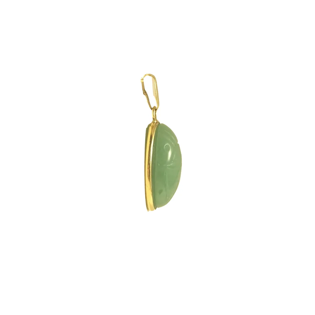 Estate Green Chalcedony Scarab Gold Pendant