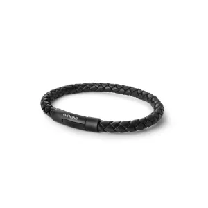 Evolve Latitude Blk Leather Bracelet with Matt Blk Stg Clasp