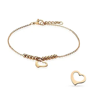 Exquisite Stainless Steel 9"-10" Rose Gold Multi-Bead and Heart Anklet